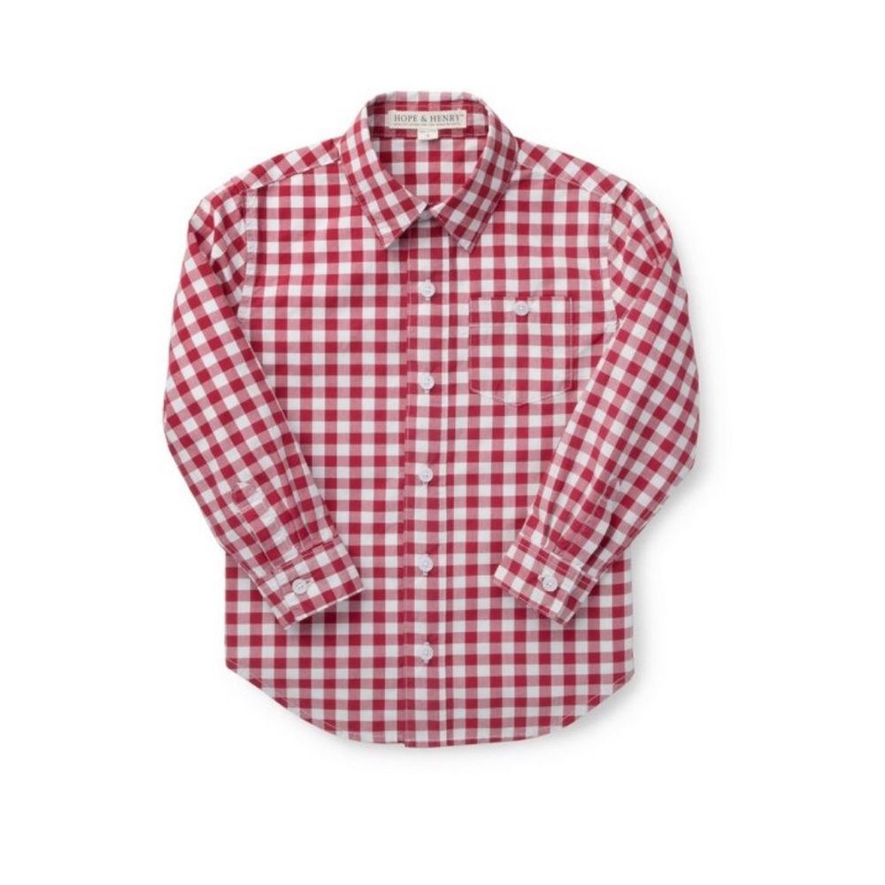 Hope & Henry Boys’ Button Down Red Gingham
